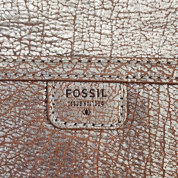 Fossil Metallic Bronze Brown Leather Crossbody Bag Adjustable‎ Strap NWOT - Picture 13 of 13